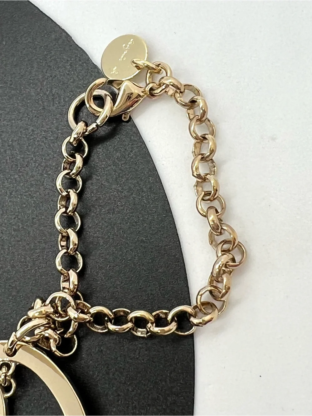 agnès b. Gold Heart Pink Crystal Bag Charm Keychain Signature b Logo